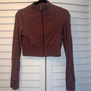 Organic Basics: Core Sport Crop Zip Jacket - Muted Rose Wood